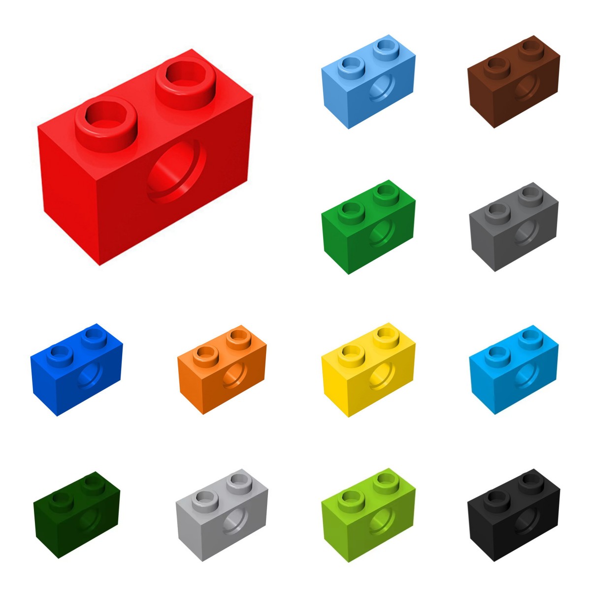 Diy Lego Electronics - 50pcs 3700 벽돌 1x2 구멍 벽돌