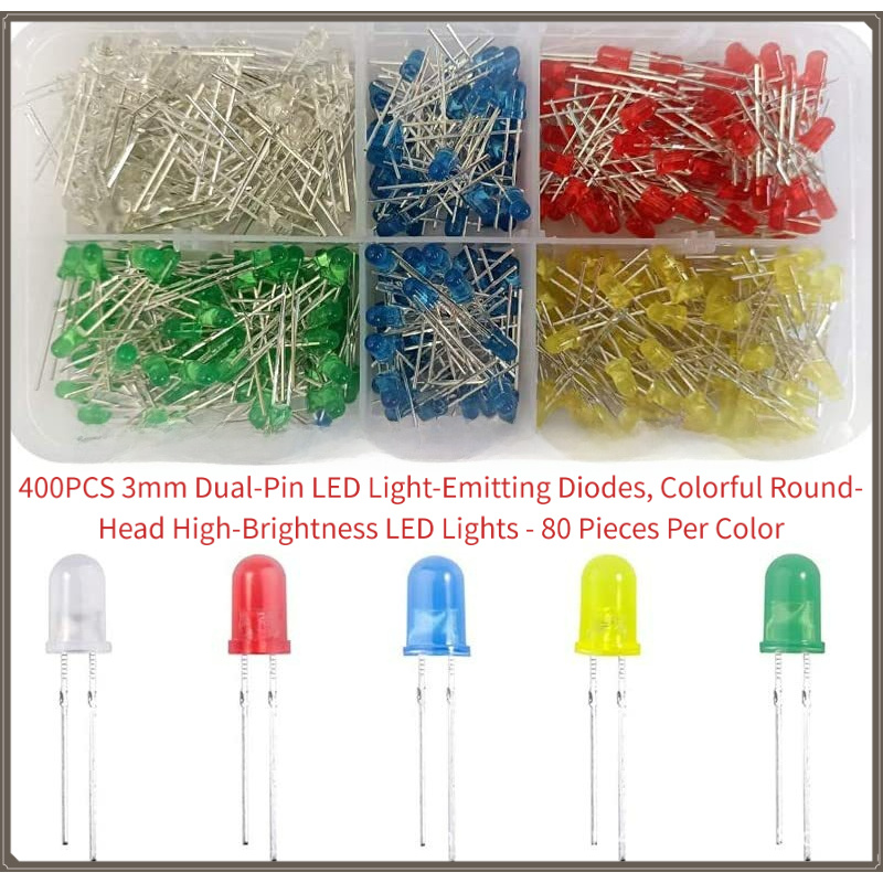 R/Diy Electronics - 400PCS 3mm 듀얼 핀 LED 다이오드