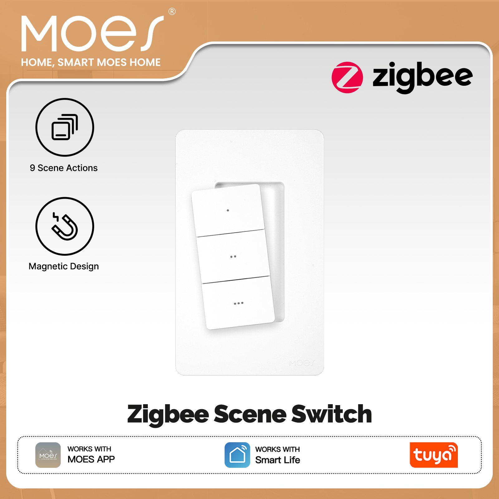 Push Button Tactile - MOES Tuya Zigbee 스마트 무선 장면